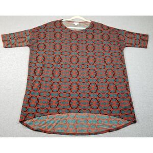 LuLaRoe Irma Top Womens Large L Geometric Hi-Low Tunic Short Sleeve Stretch Knit